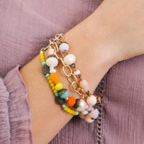 Plunder Sophia Pastel Colors Multi Strand Beaded Charm Bracelet - Picture 1 of 15